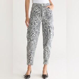 MOTHER Cargo Jeans Black & White Zebra-Print Utility Joggers